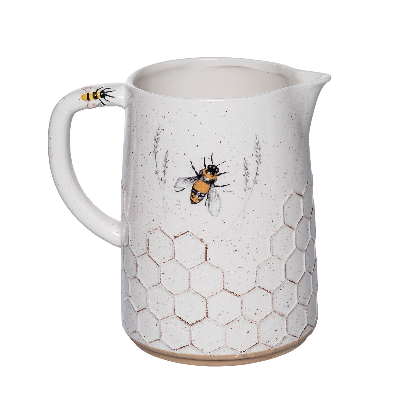 Transpac Dolomite Bee Pitcher Multicolored for Spring Serving and Entertaining